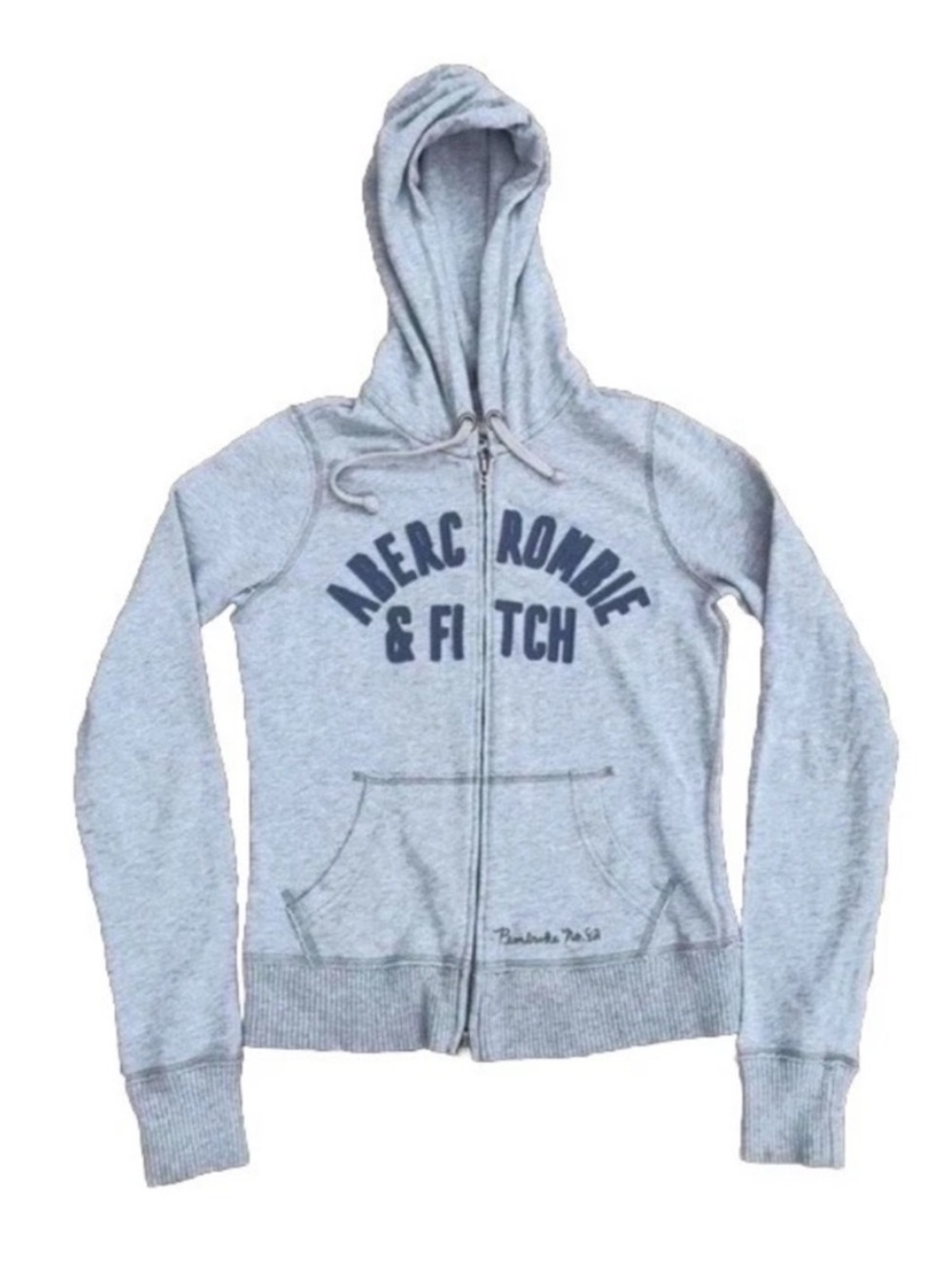 Abercrombie & Fitch Light Gray Zip-Up Hoodie Vintage Y2K Size Medium